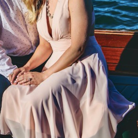 Pink A-Line Knee-Length Chiffon Cocktail Dress - Picture 6 of 8